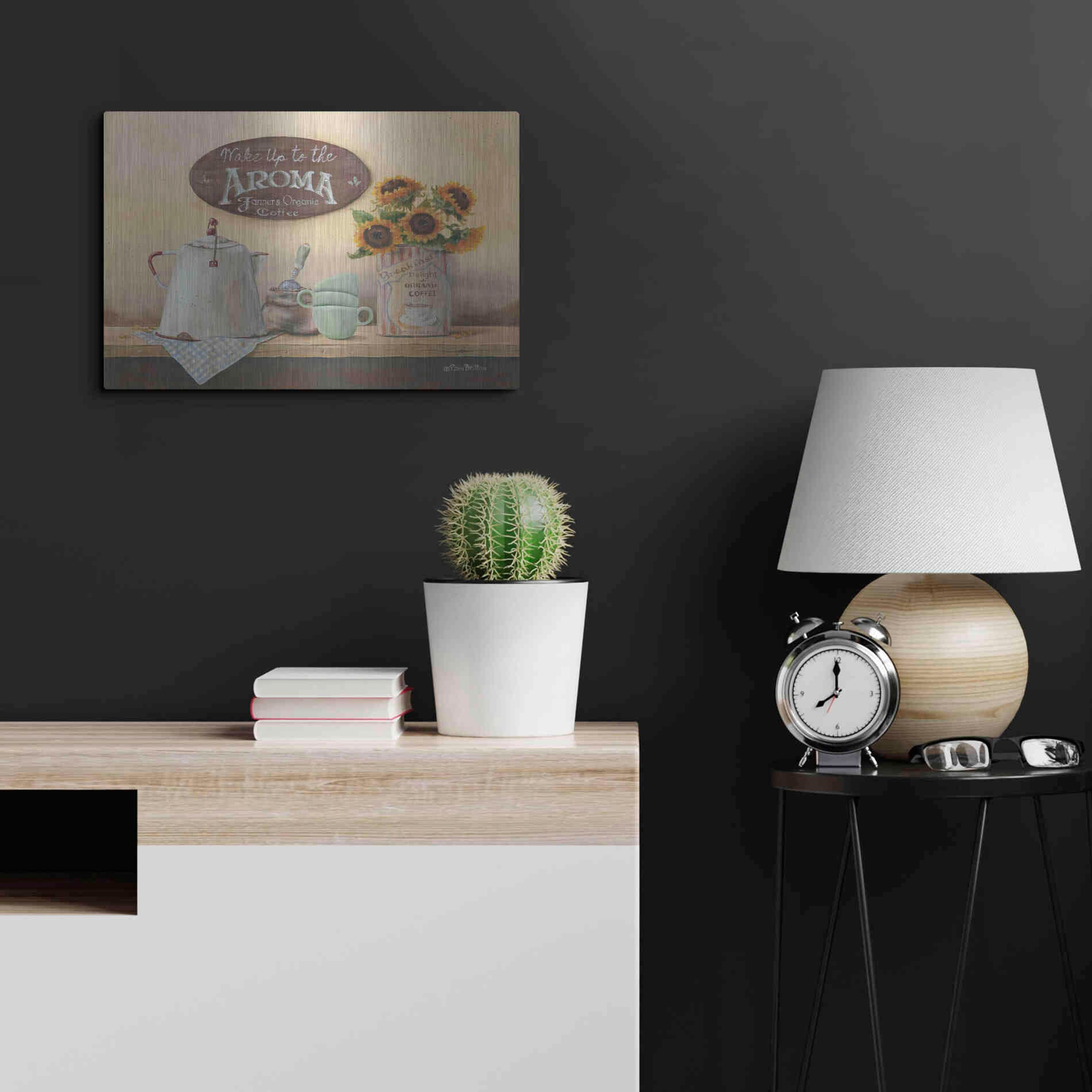 Luxe Metal Art 'Wake Up to the Aroma' by Pam Britton, Metal Wall Art,24x16