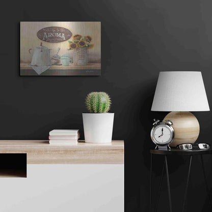 Luxe Metal Art 'Wake Up to the Aroma' by Pam Britton, Metal Wall Art,24x16