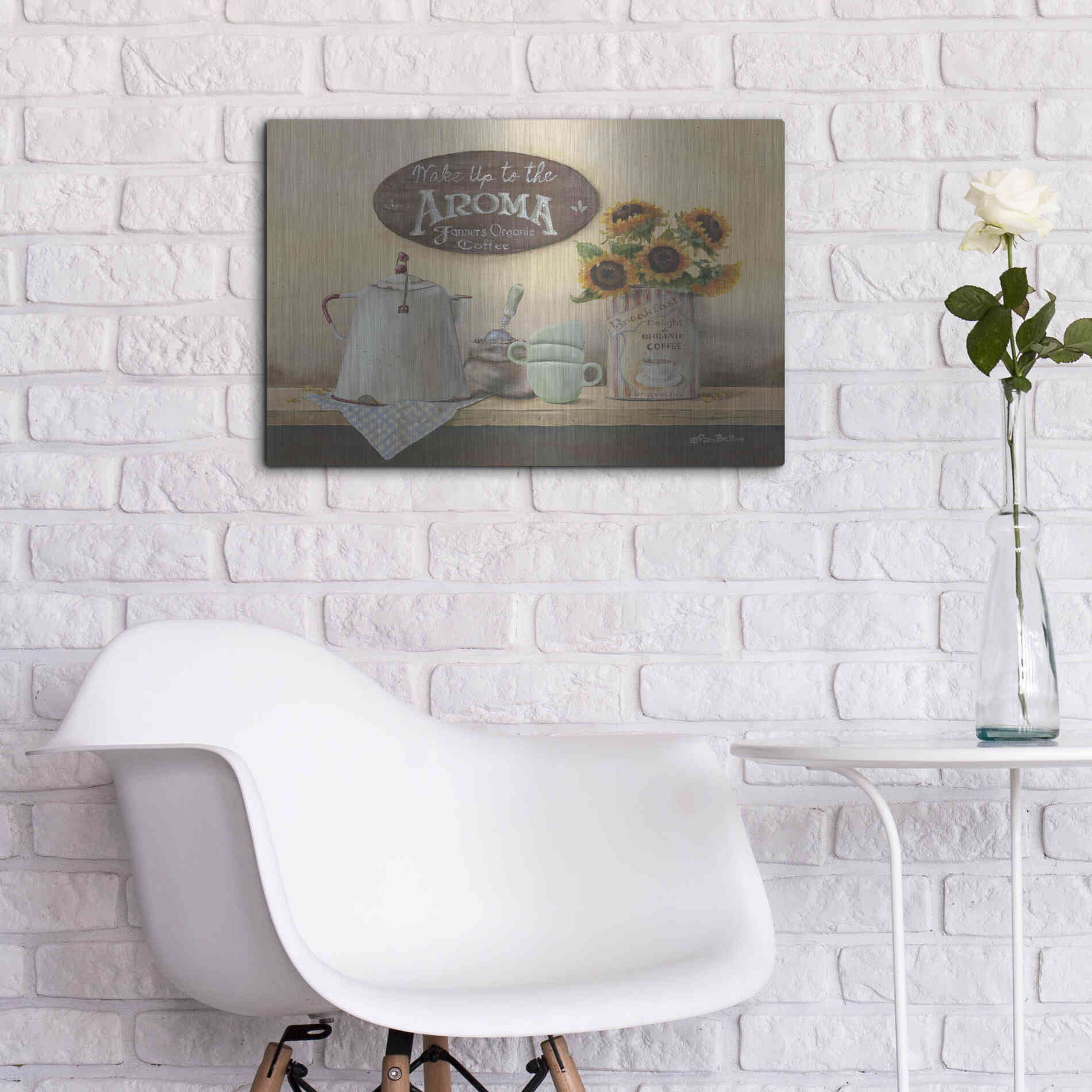 Luxe Metal Art 'Wake Up to the Aroma' by Pam Britton, Metal Wall Art,24x16