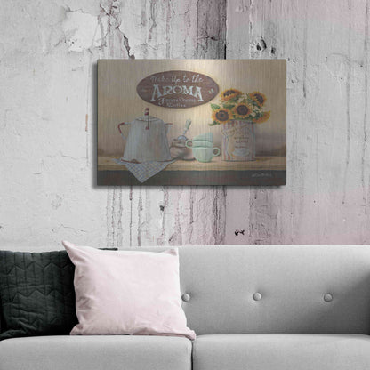 Luxe Metal Art 'Wake Up to the Aroma' by Pam Britton, Metal Wall Art,36x24