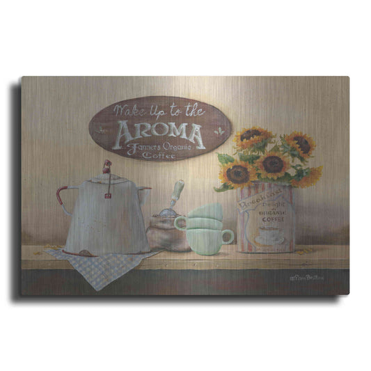 Luxe Metal Art 'Wake Up to the Aroma' by Pam Britton, Metal Wall Art