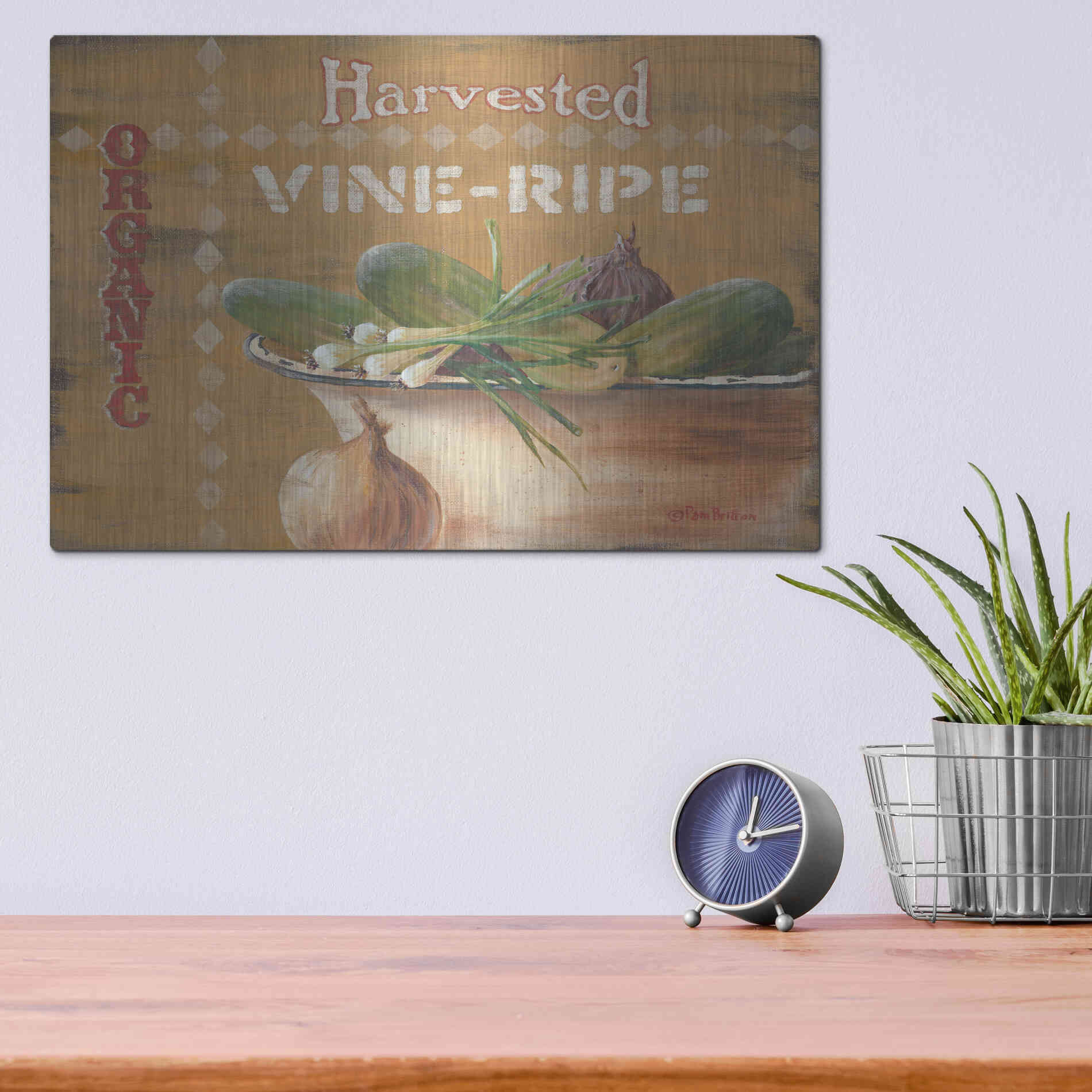 Luxe Metal Art 'Vine Ripe' by Pam Britton, Metal Wall Art,16x12