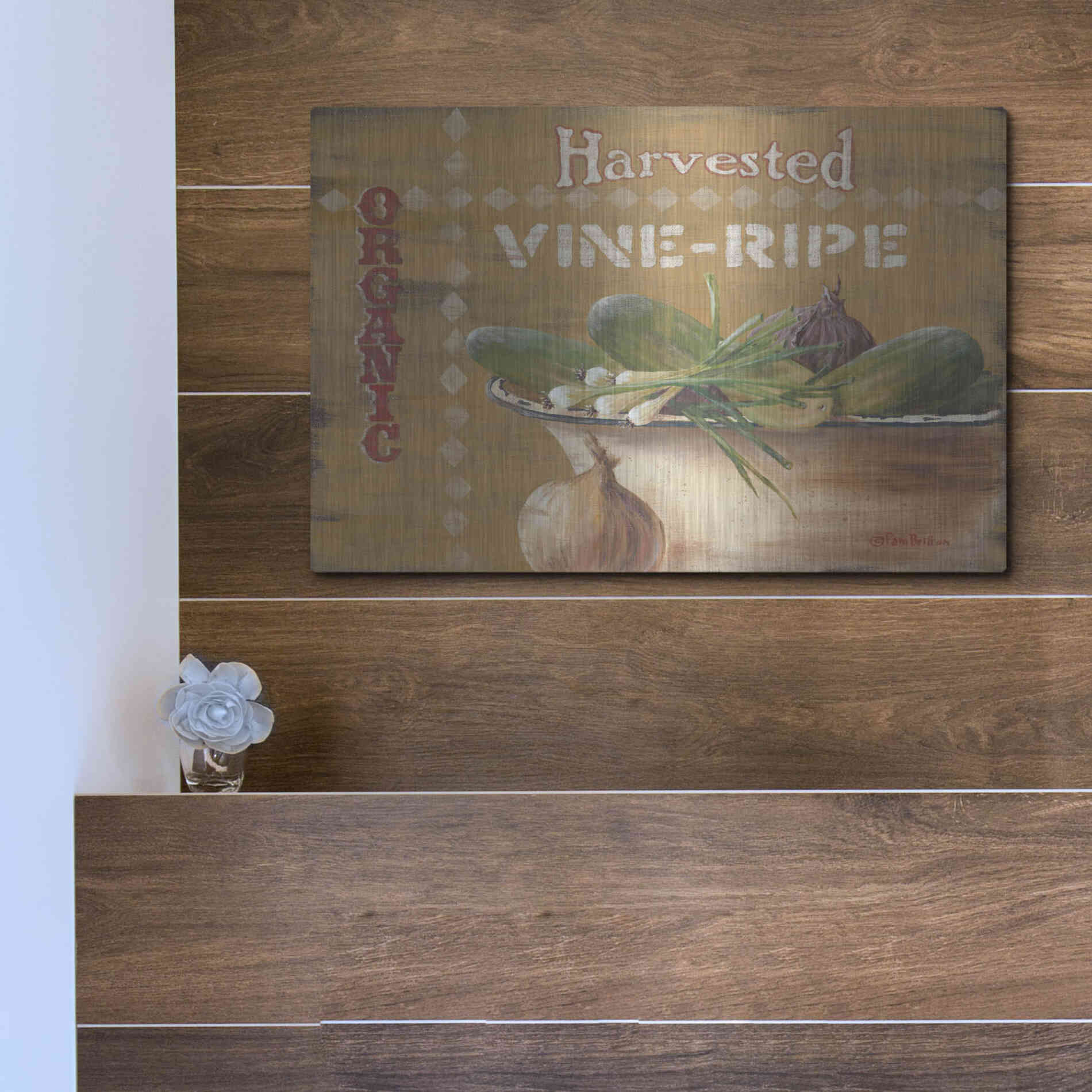 Luxe Metal Art 'Vine Ripe' by Pam Britton, Metal Wall Art,16x12