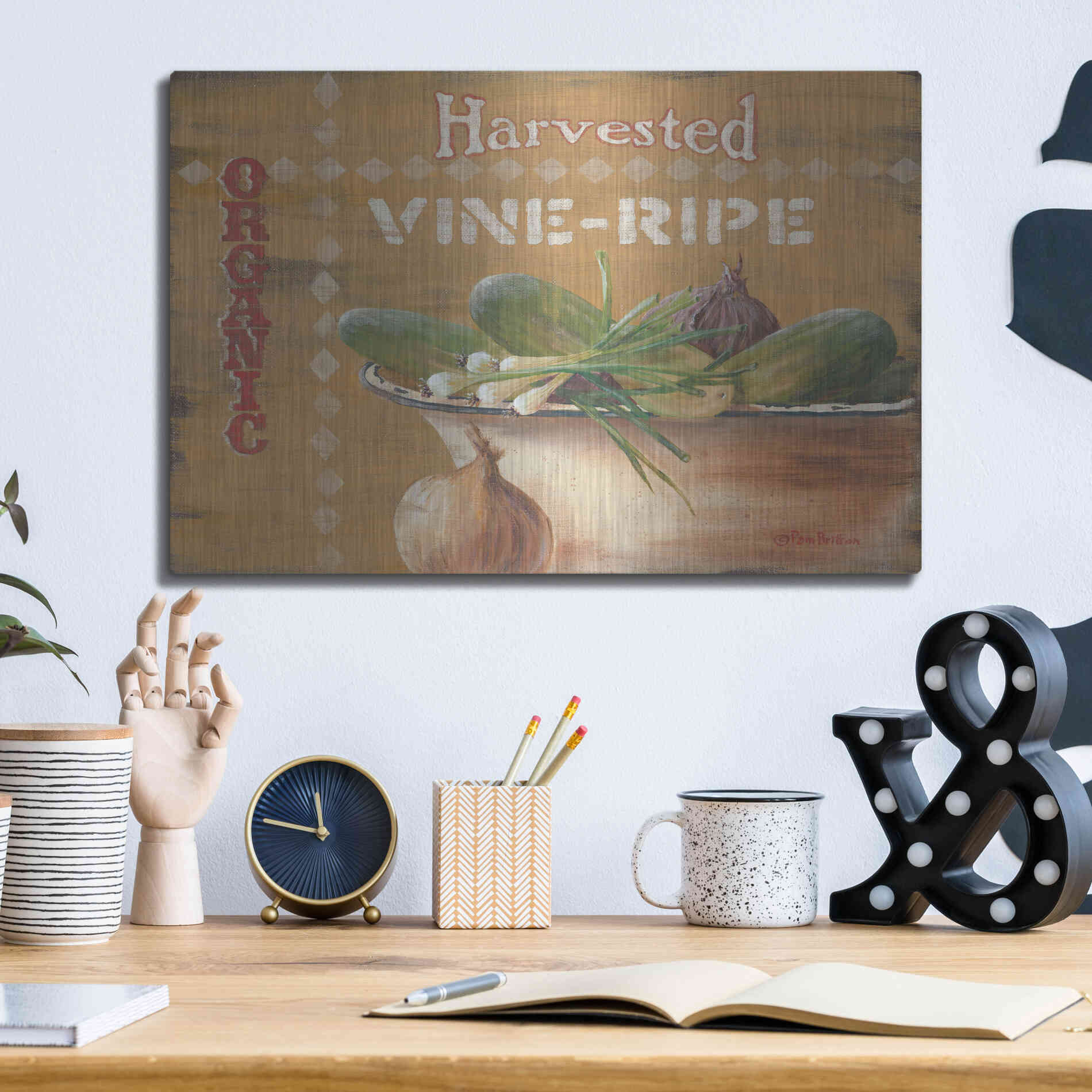 Luxe Metal Art 'Vine Ripe' by Pam Britton, Metal Wall Art,16x12