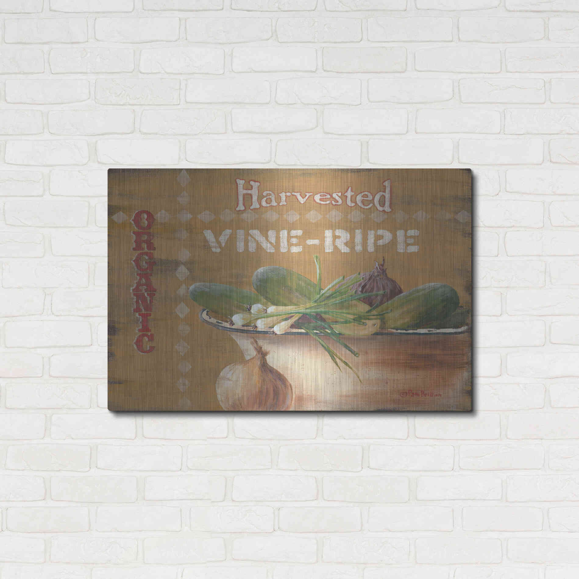 Luxe Metal Art 'Vine Ripe' by Pam Britton, Metal Wall Art,36x24