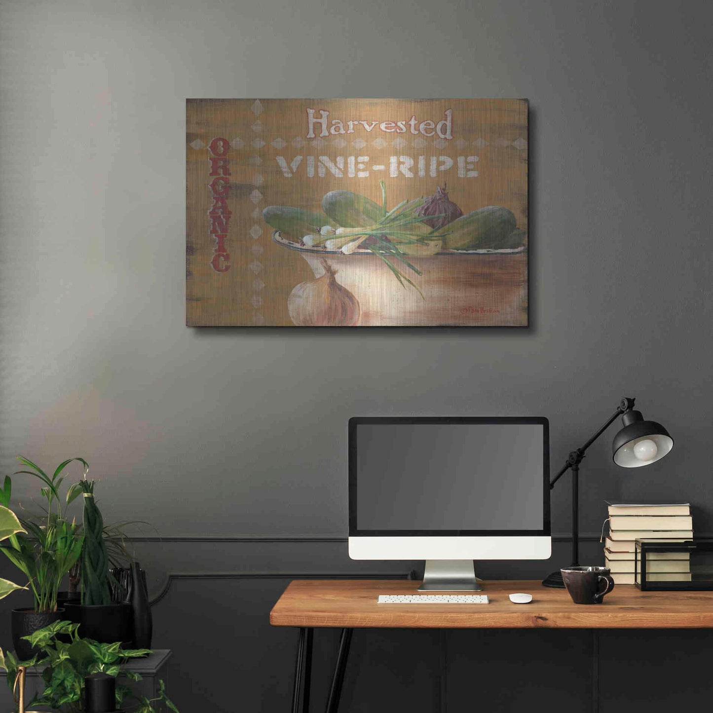 Luxe Metal Art 'Vine Ripe' by Pam Britton, Metal Wall Art,36x24