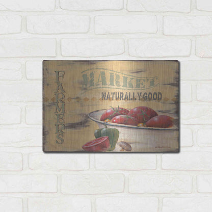 Luxe Metal Art 'Farmer's Market, Naturally Good' by Pam Britton, Metal Wall Art,16x12