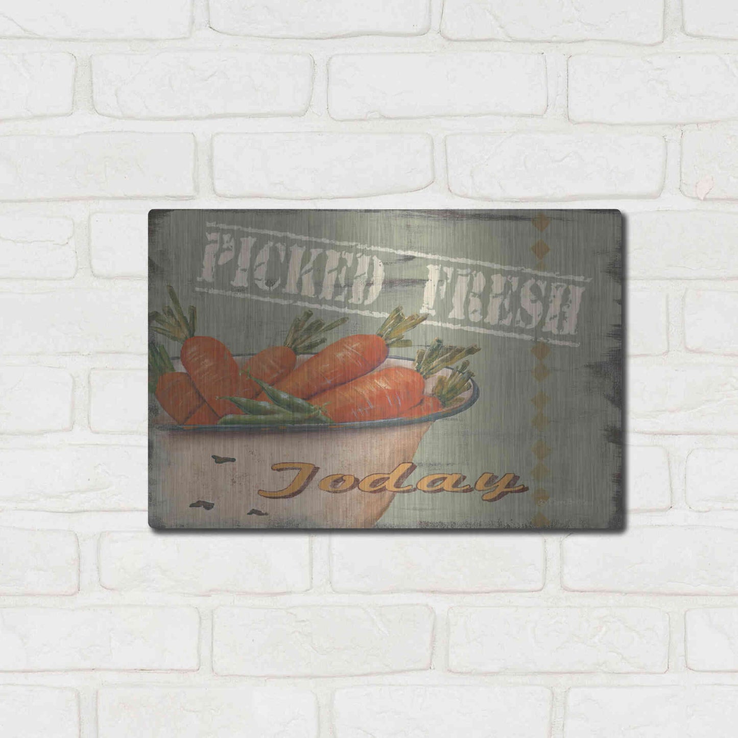 Luxe Metal Art 'Picked Fresh' by Pam Britton, Metal Wall Art,16x12