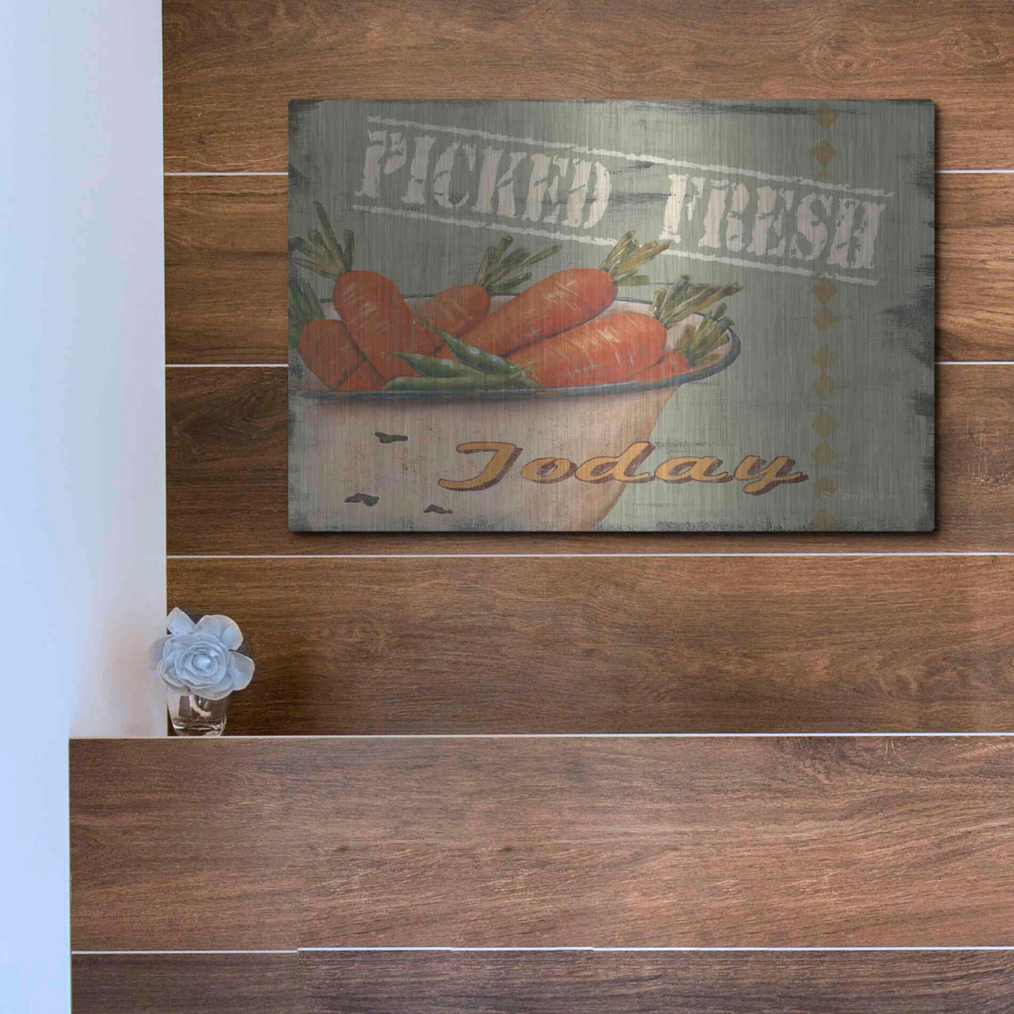 Luxe Metal Art 'Picked Fresh' by Pam Britton, Metal Wall Art,16x12