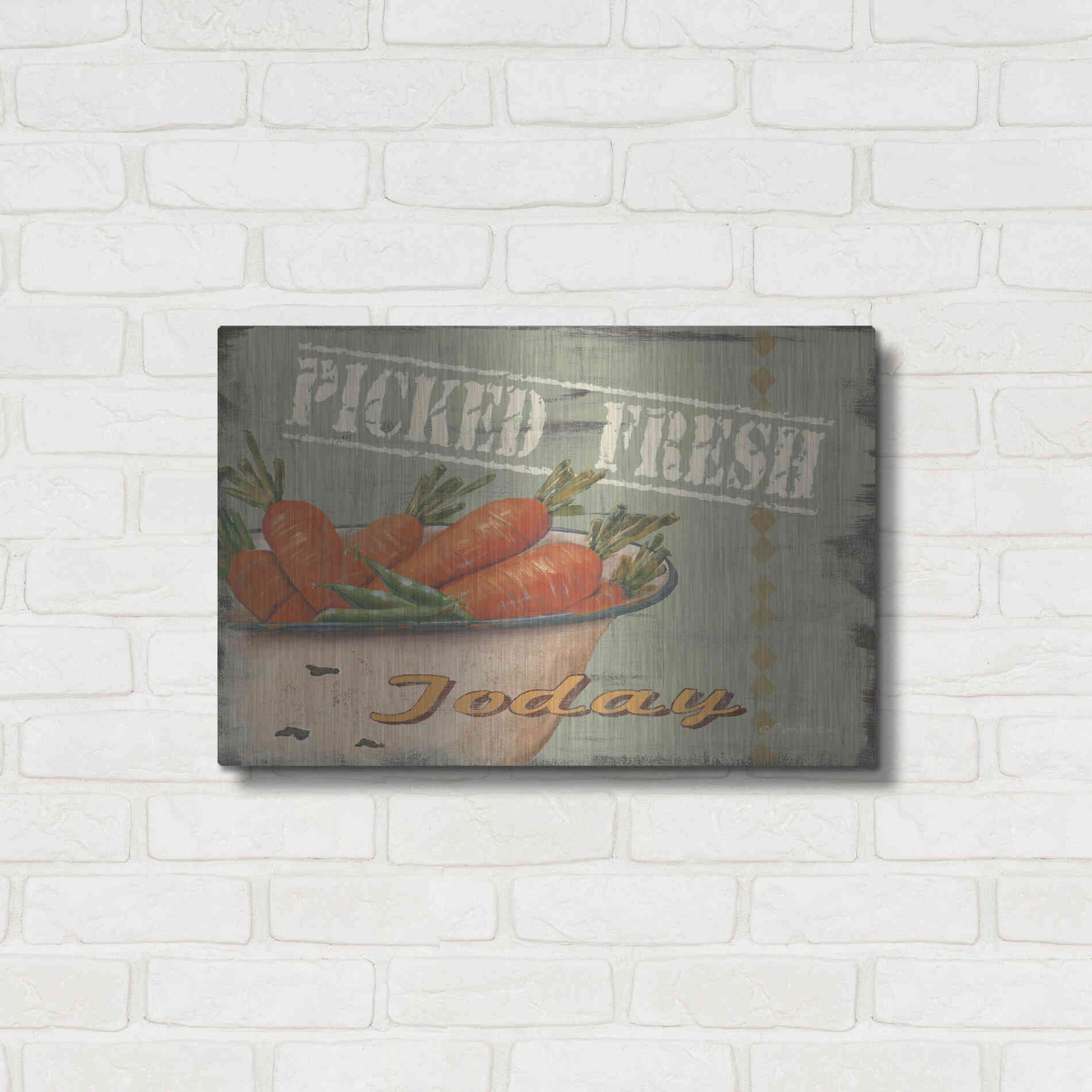 Luxe Metal Art 'Picked Fresh' by Pam Britton, Metal Wall Art,24x16