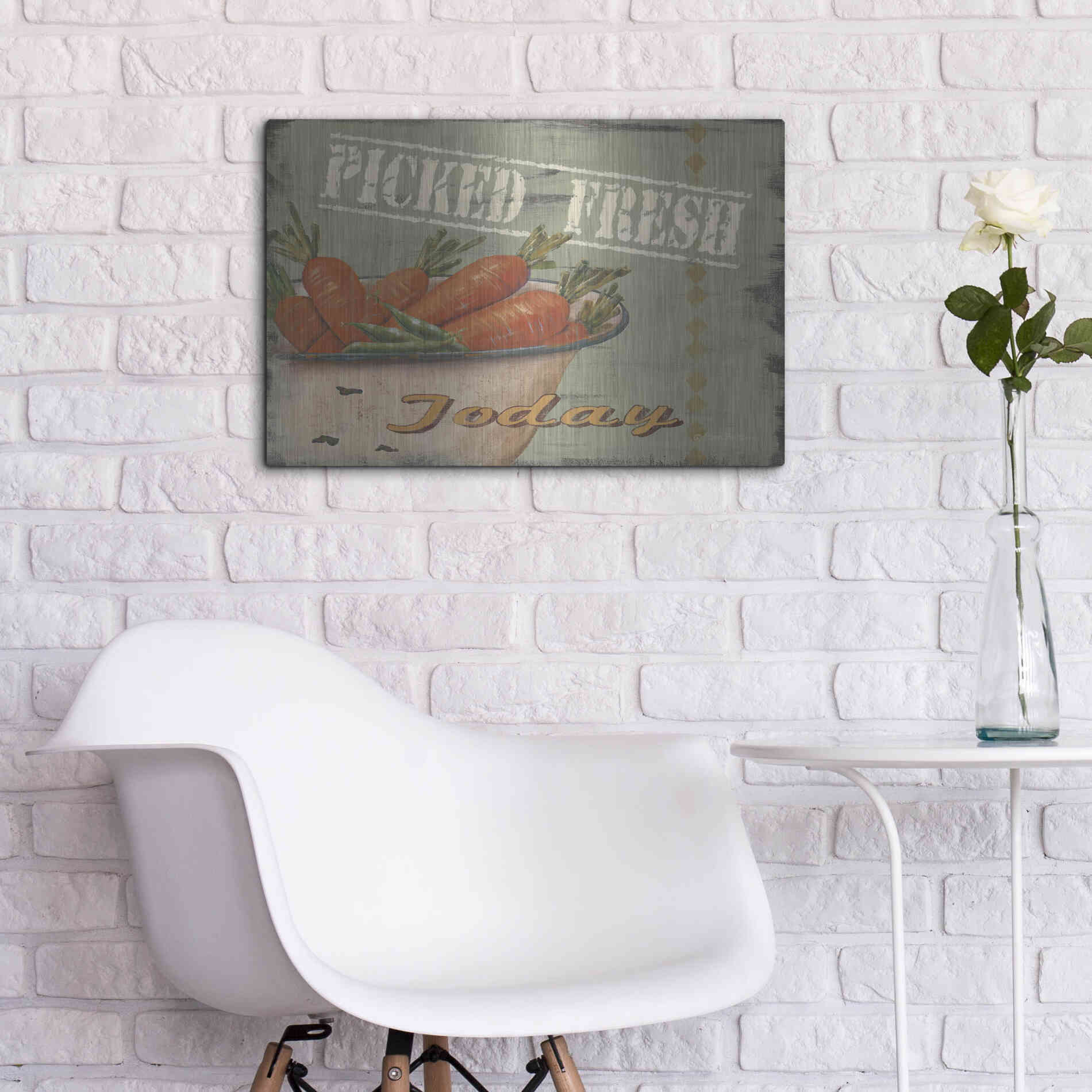 Luxe Metal Art 'Picked Fresh' by Pam Britton, Metal Wall Art,24x16