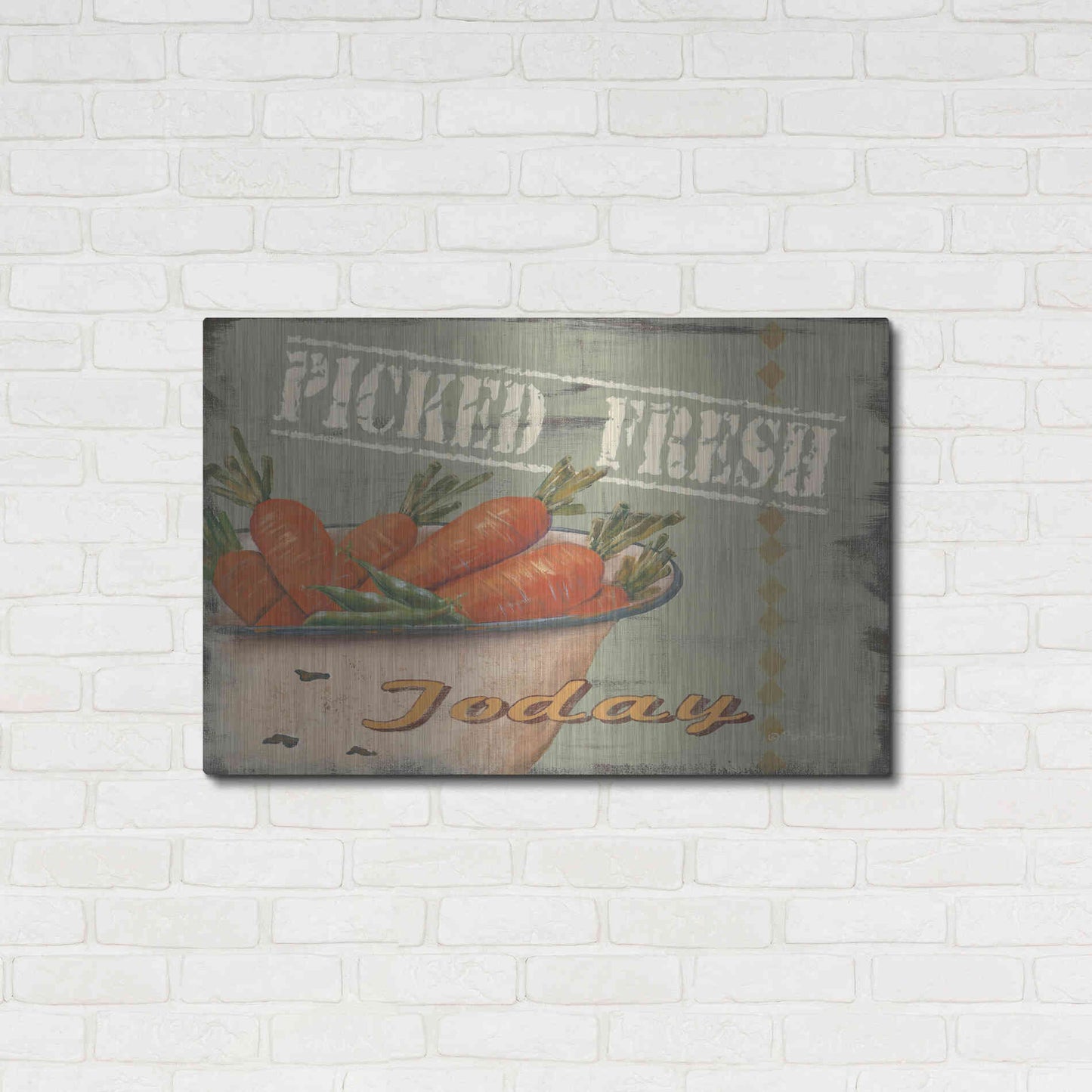 Luxe Metal Art 'Picked Fresh' by Pam Britton, Metal Wall Art,36x24