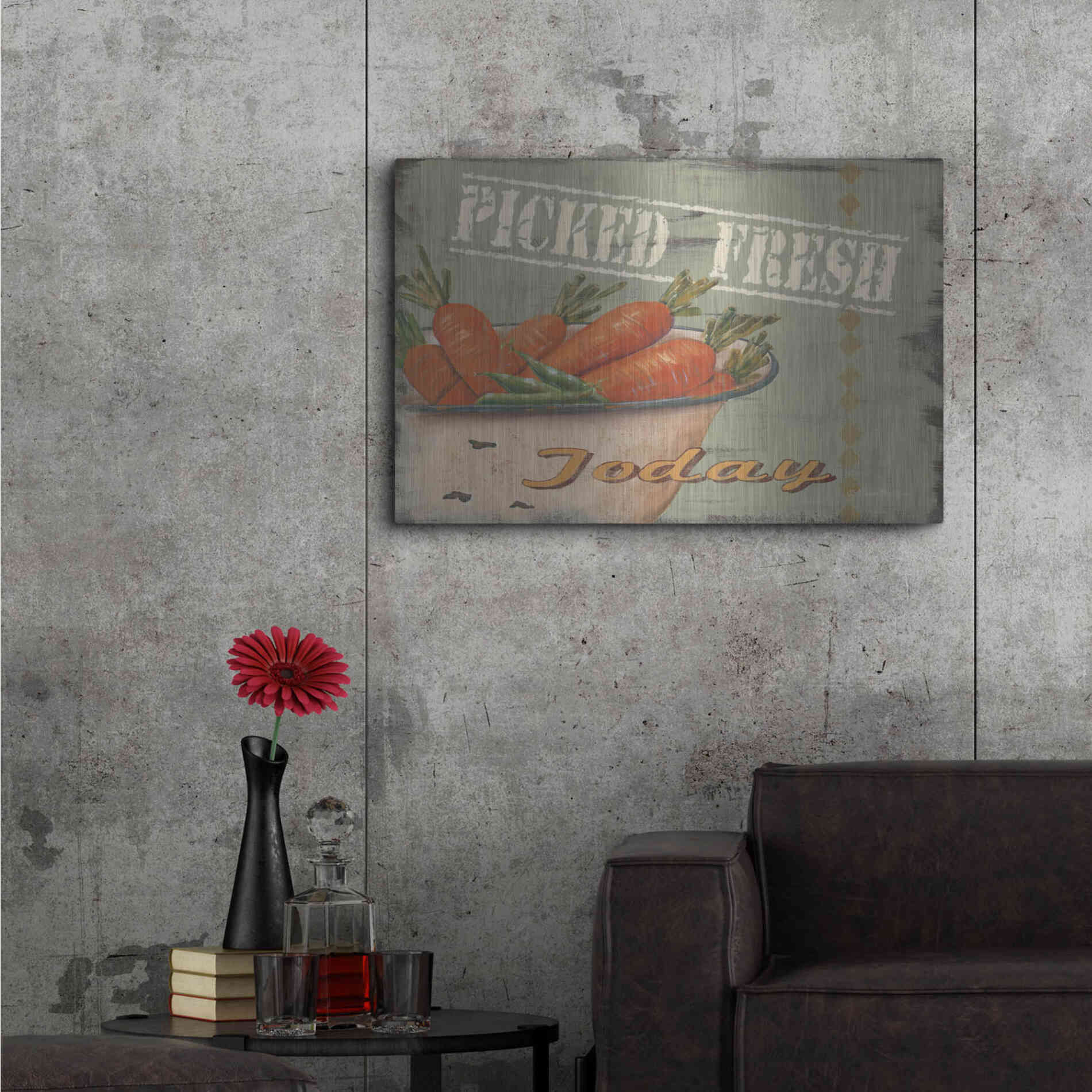 Luxe Metal Art 'Picked Fresh' by Pam Britton, Metal Wall Art,36x24