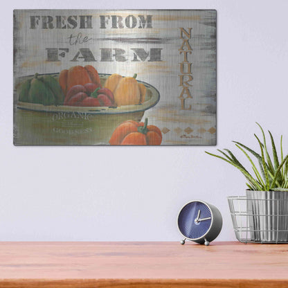 Luxe Metal Art 'Fresn From the Farm, Natural' by Pam Britton, Metal Wall Art,16x12
