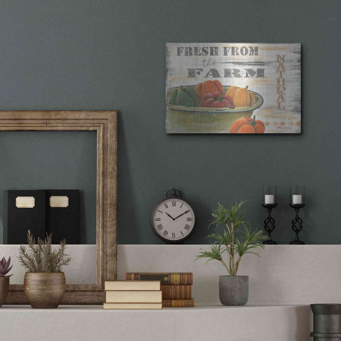 Luxe Metal Art 'Fresn From the Farm, Natural' by Pam Britton, Metal Wall Art,16x12
