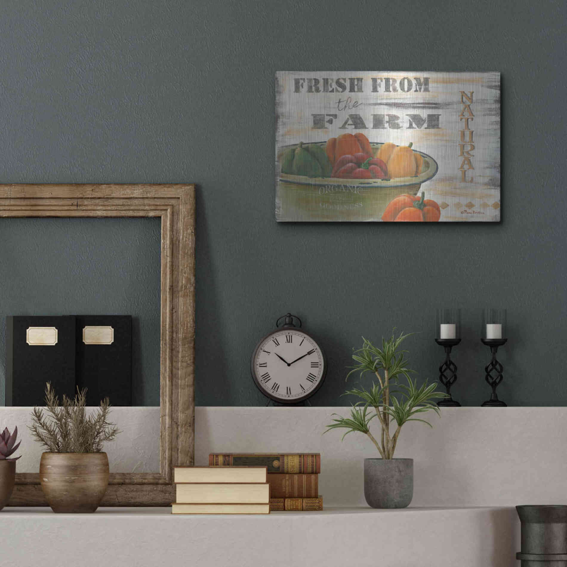 Luxe Metal Art 'Fresn From the Farm, Natural' by Pam Britton, Metal Wall Art,16x12