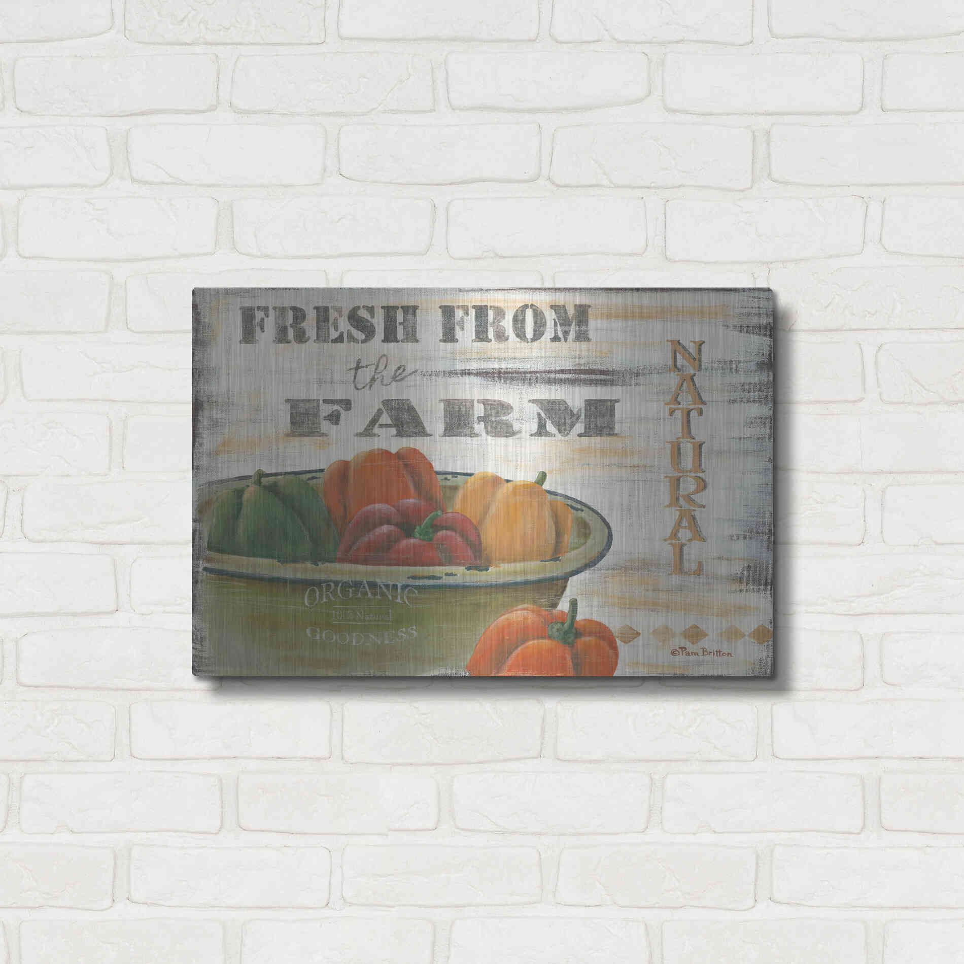 Luxe Metal Art 'Fresn From the Farm, Natural' by Pam Britton, Metal Wall Art,24x16