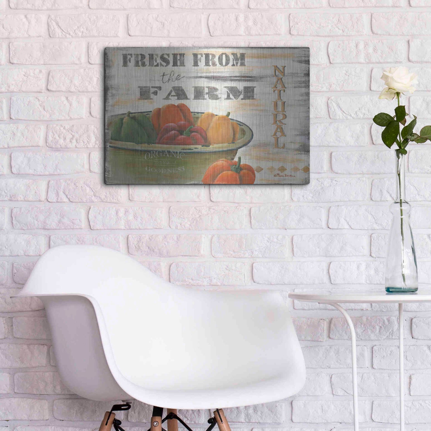 Luxe Metal Art 'Fresn From the Farm, Natural' by Pam Britton, Metal Wall Art,24x16