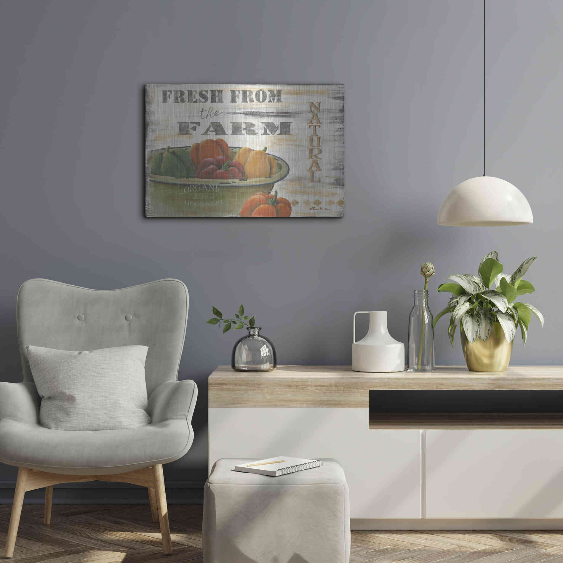 Luxe Metal Art 'Fresn From the Farm, Natural' by Pam Britton, Metal Wall Art,24x16