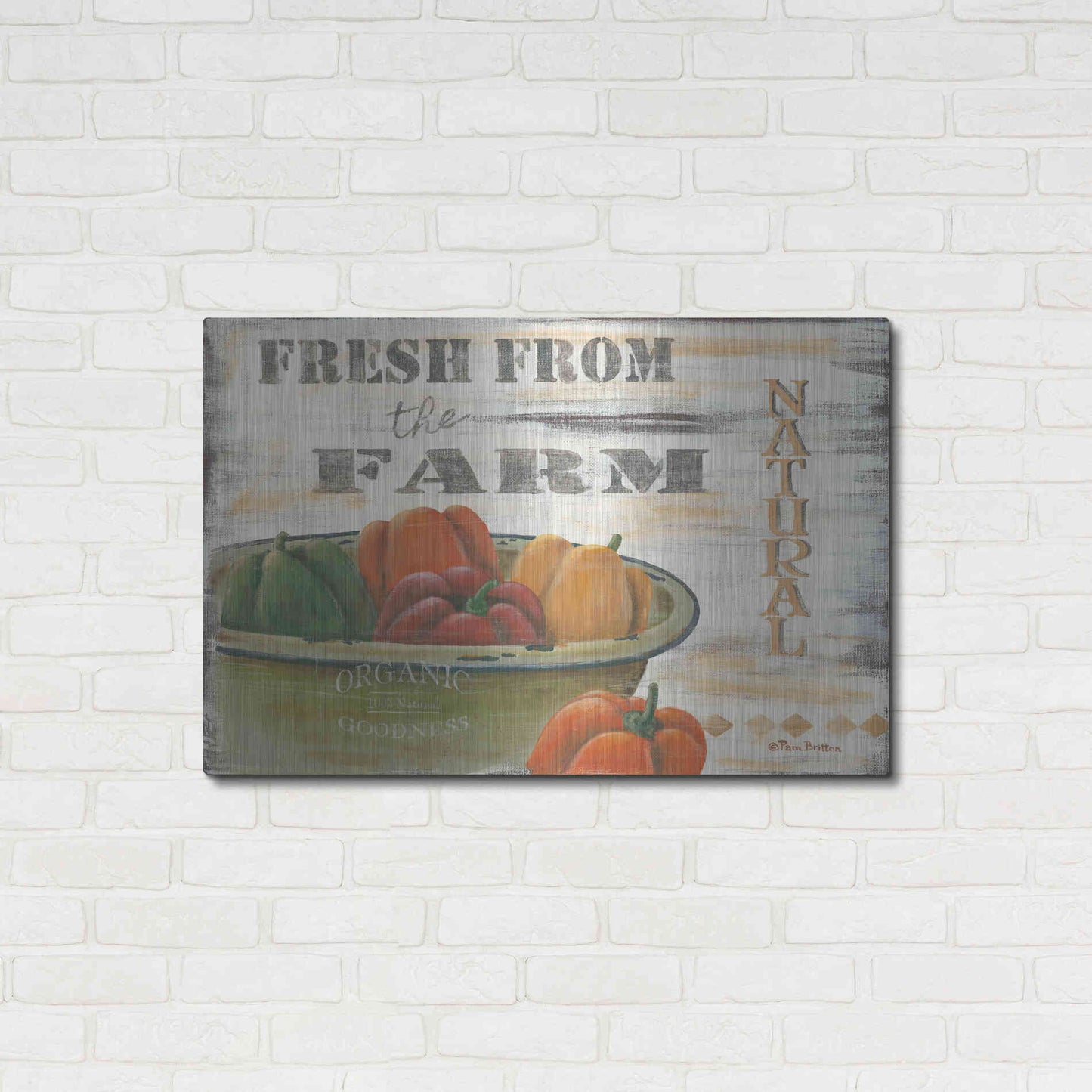 Luxe Metal Art 'Fresn From the Farm, Natural' by Pam Britton, Metal Wall Art,36x24