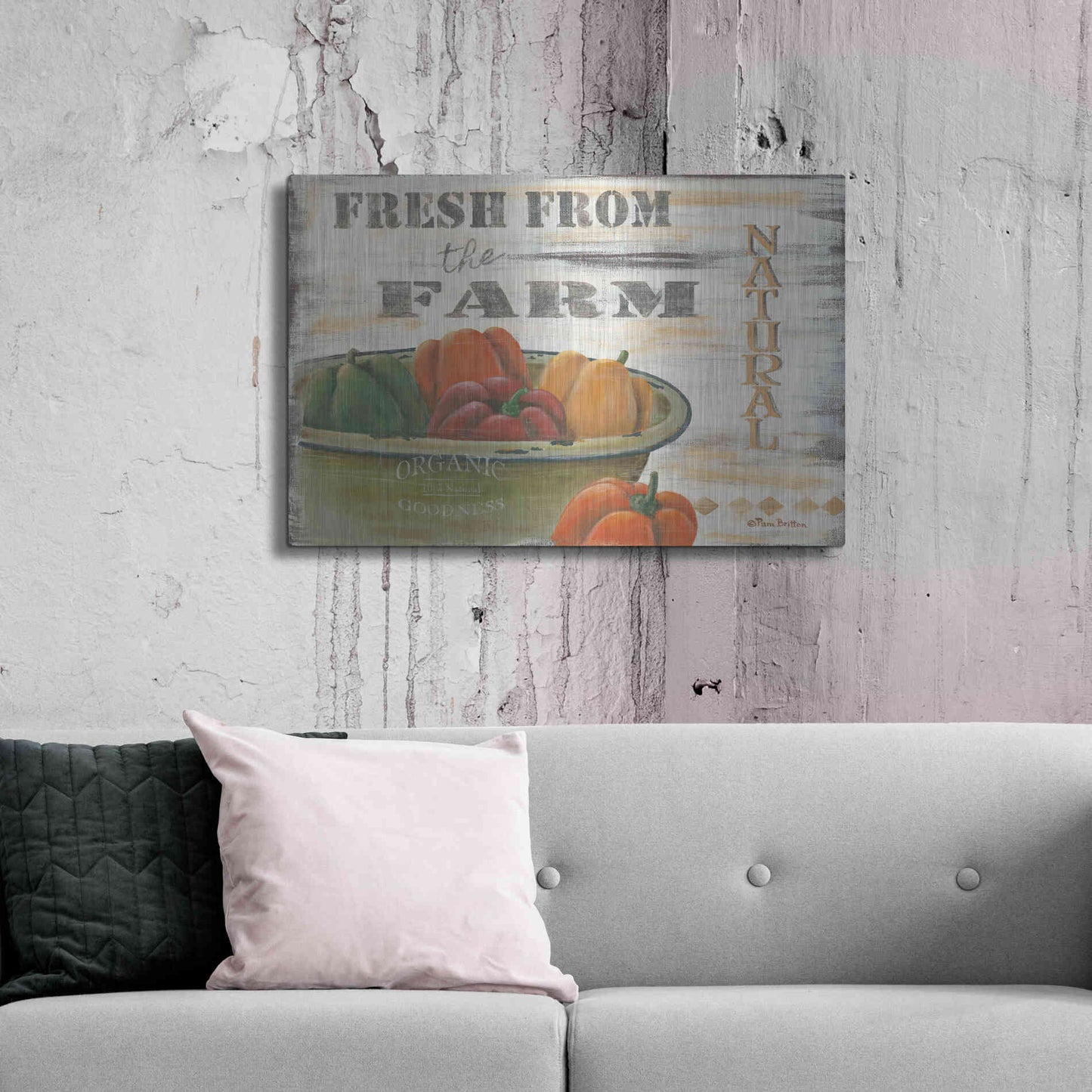 Luxe Metal Art 'Fresn From the Farm, Natural' by Pam Britton, Metal Wall Art,36x24