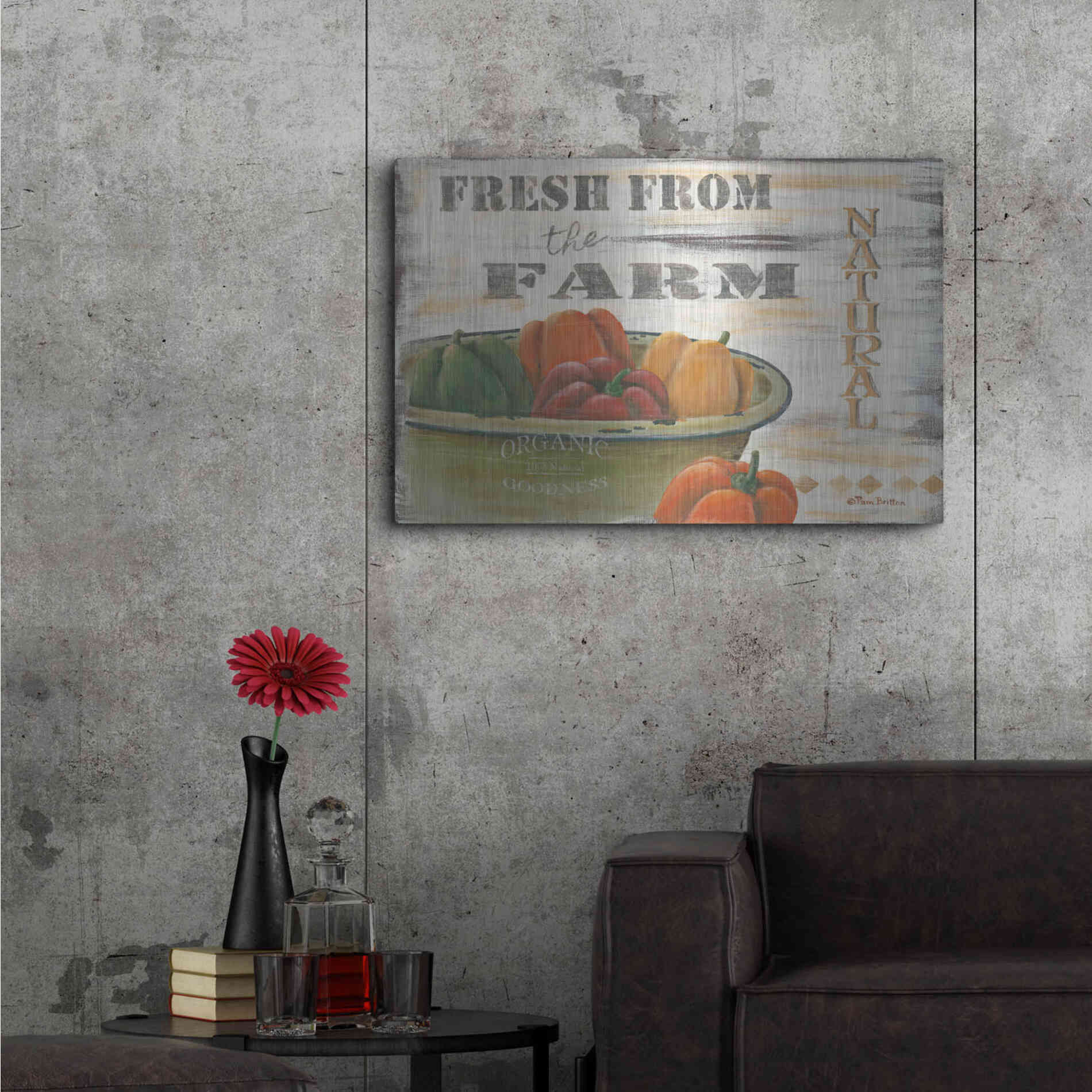 Luxe Metal Art 'Fresn From the Farm, Natural' by Pam Britton, Metal Wall Art,36x24