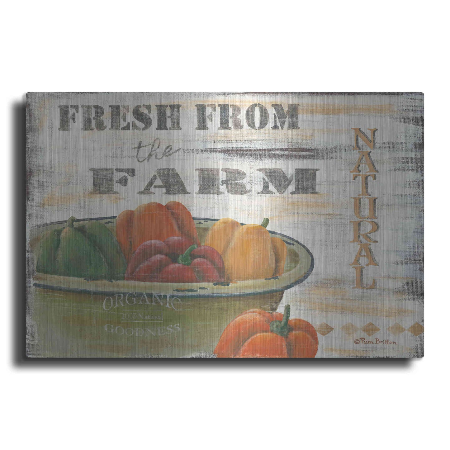 Luxe Metal Art 'Fresn From the Farm, Natural' by Pam Britton, Metal Wall Art