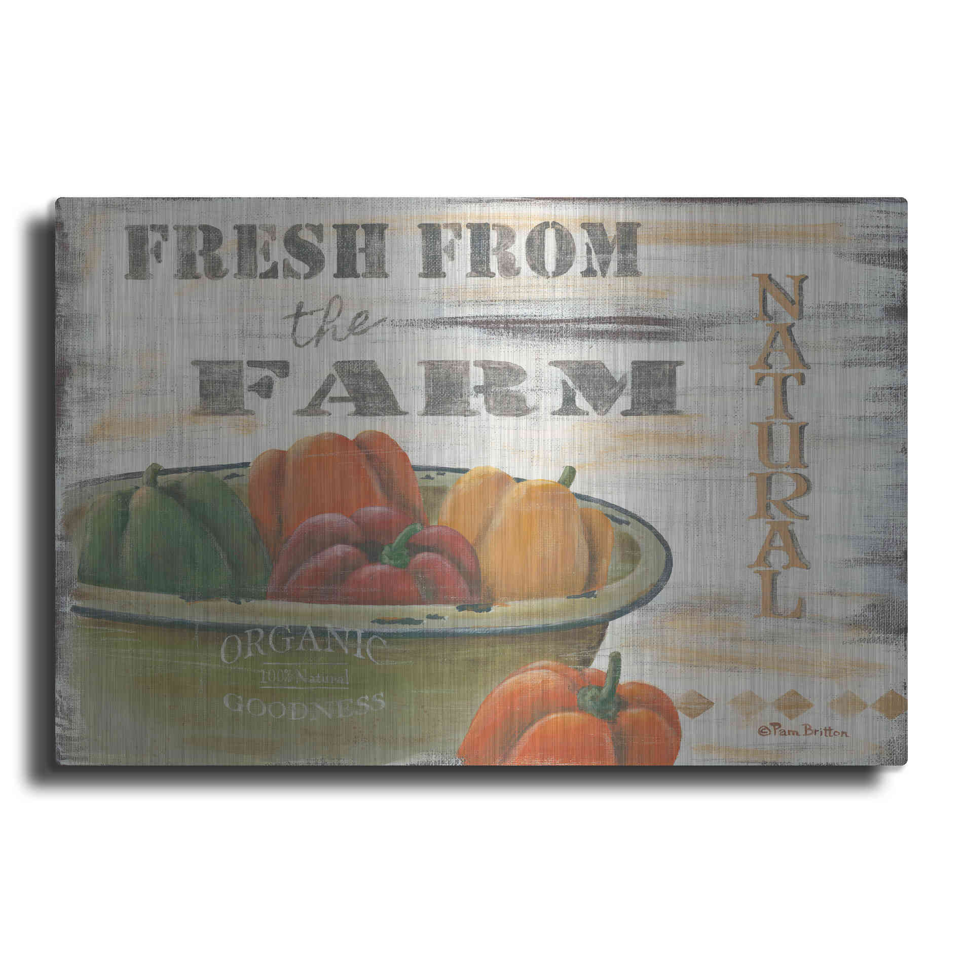 Luxe Metal Art 'Fresn From the Farm, Natural' by Pam Britton, Metal Wall Art