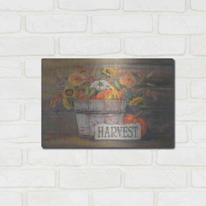 Luxe Metal Art 'Fall Harvest Bucket' by Pam Britton, Metal Wall Art,16x12