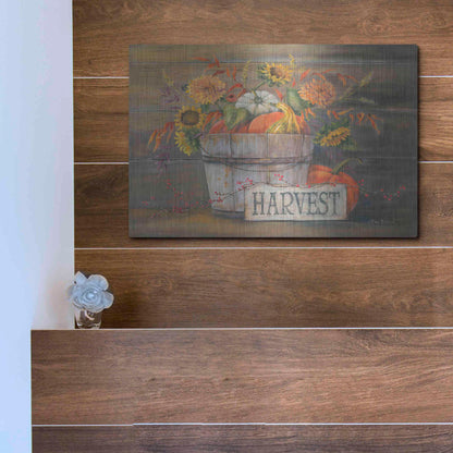 Luxe Metal Art 'Fall Harvest Bucket' by Pam Britton, Metal Wall Art,16x12