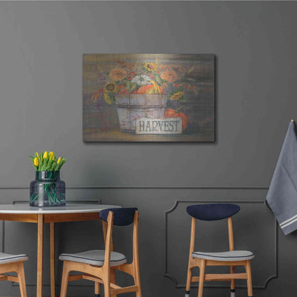 Luxe Metal Art 'Fall Harvest Bucket' by Pam Britton, Metal Wall Art,36x24