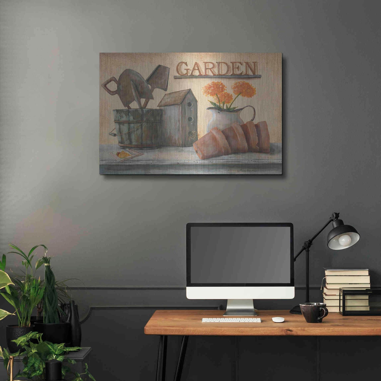 Luxe Metal Art 'Garden Shelf II' by Pam Britton, Metal Wall Art,36x24