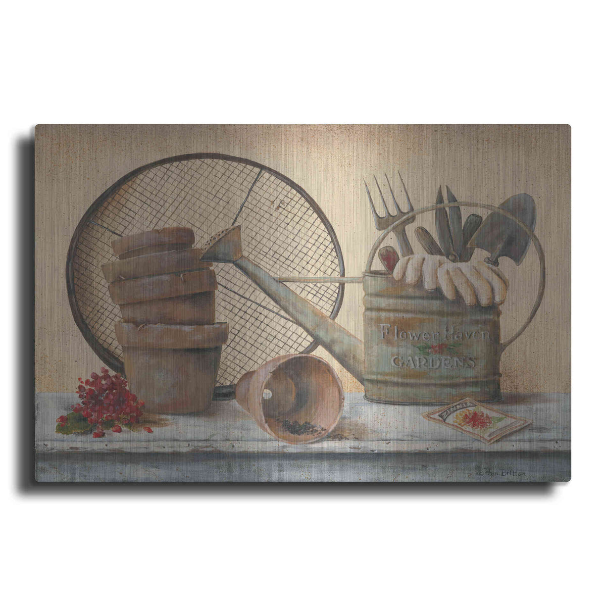 Luxe Metal Art 'Garden Shelf III' by Pam Britton, Metal Wall Art