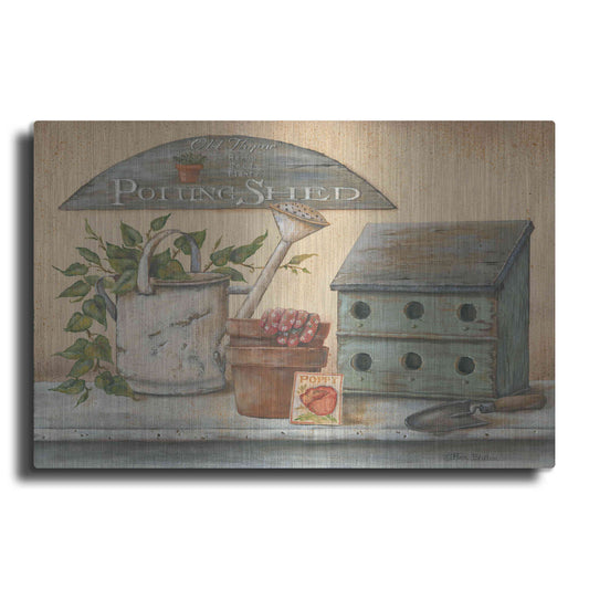 Luxe Metal Art 'Garden Shelf IV' by Pam Britton, Metal Wall Art