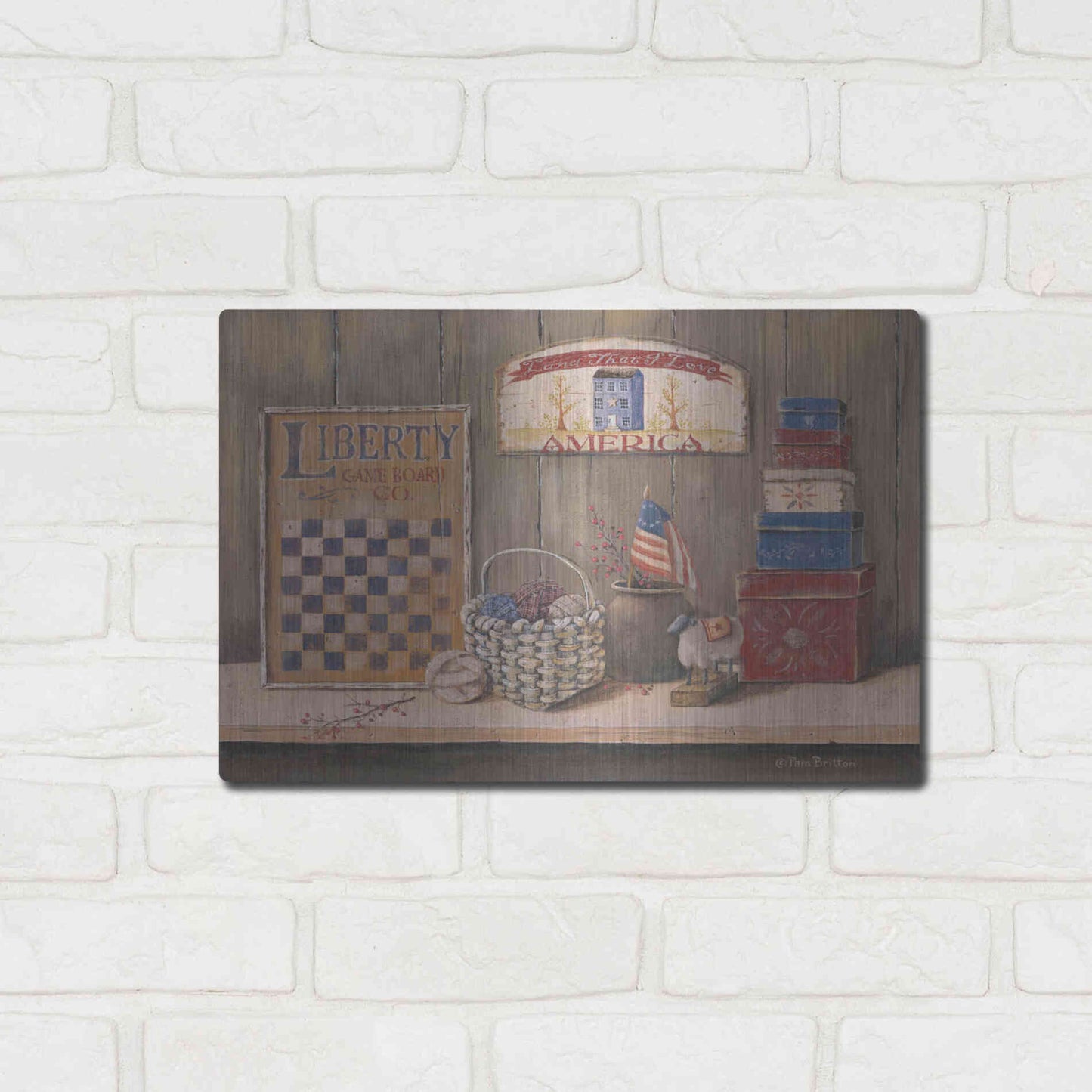 Luxe Metal Art 'Land that I Love' by Pam Britton, Metal Wall Art,16x12