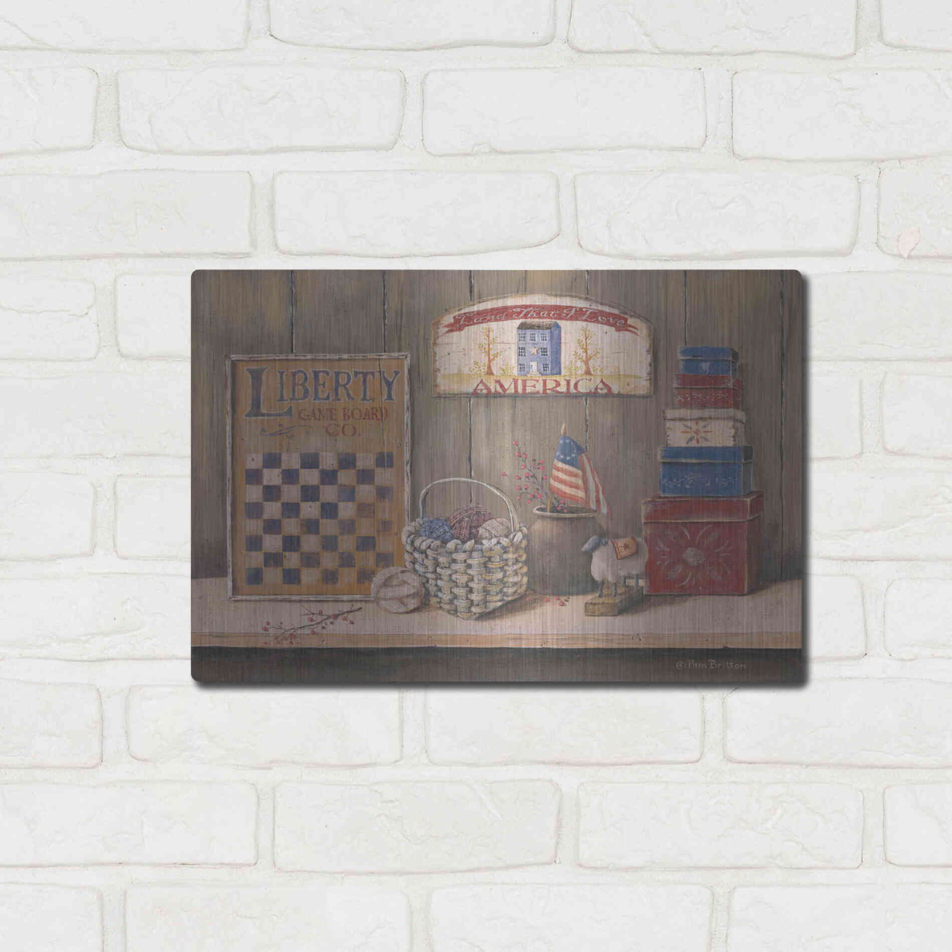 Luxe Metal Art 'Land that I Love' by Pam Britton, Metal Wall Art,16x12