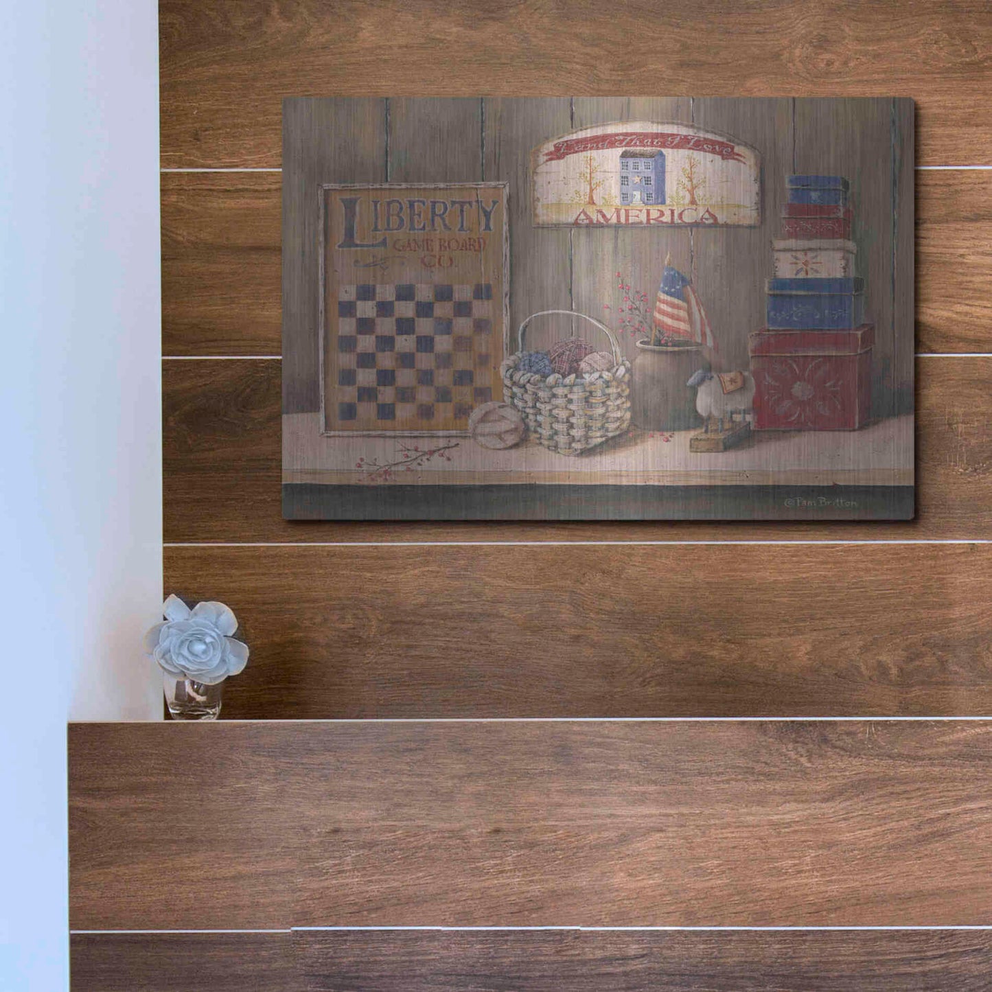 Luxe Metal Art 'Land that I Love' by Pam Britton, Metal Wall Art,16x12