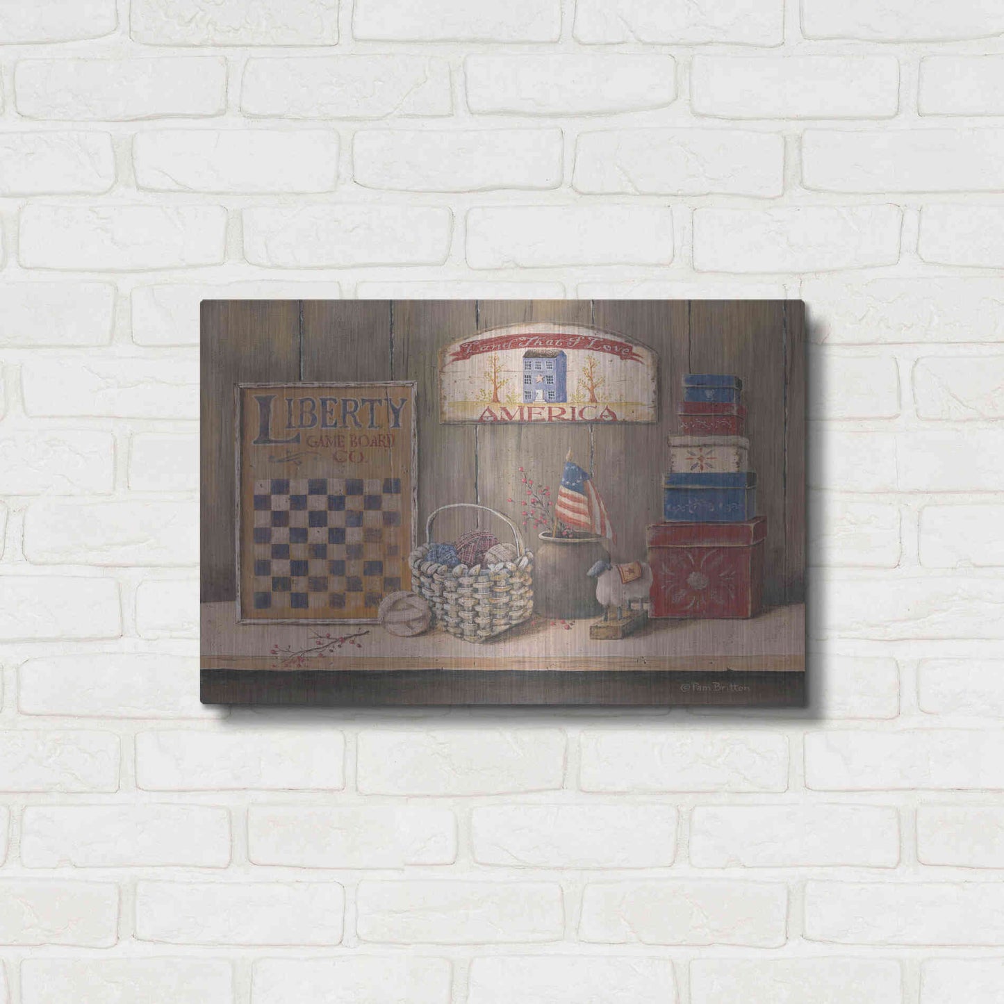 Luxe Metal Art 'Land that I Love' by Pam Britton, Metal Wall Art,24x16
