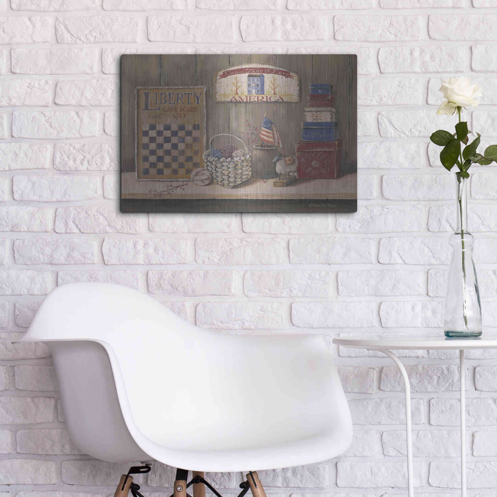 Luxe Metal Art 'Land that I Love' by Pam Britton, Metal Wall Art,24x16