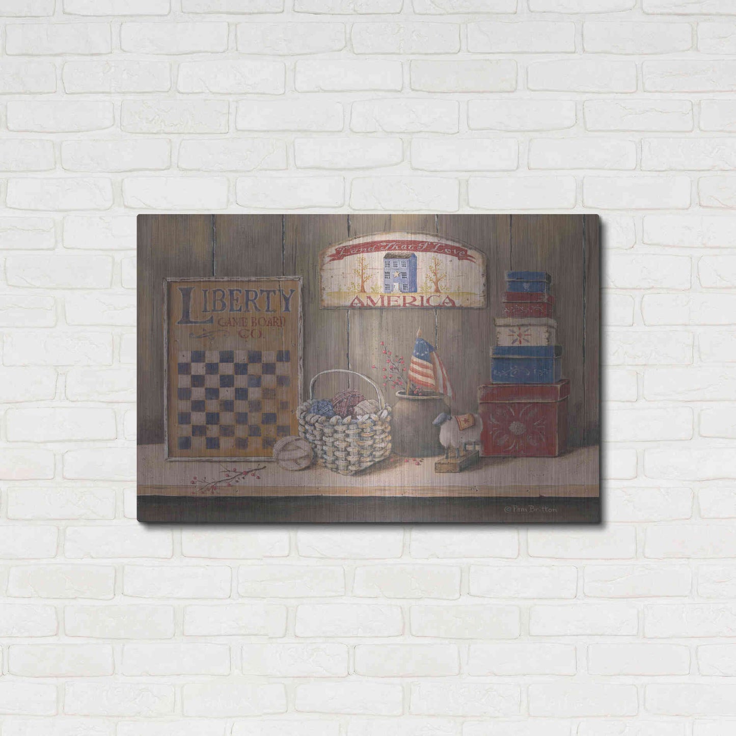 Luxe Metal Art 'Land that I Love' by Pam Britton, Metal Wall Art,36x24