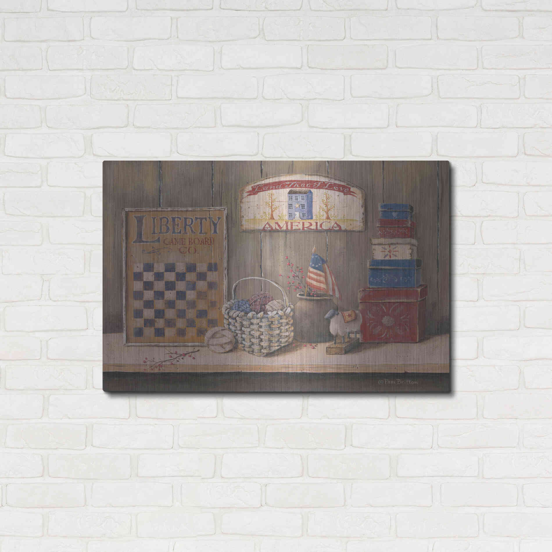 Luxe Metal Art 'Land that I Love' by Pam Britton, Metal Wall Art,36x24