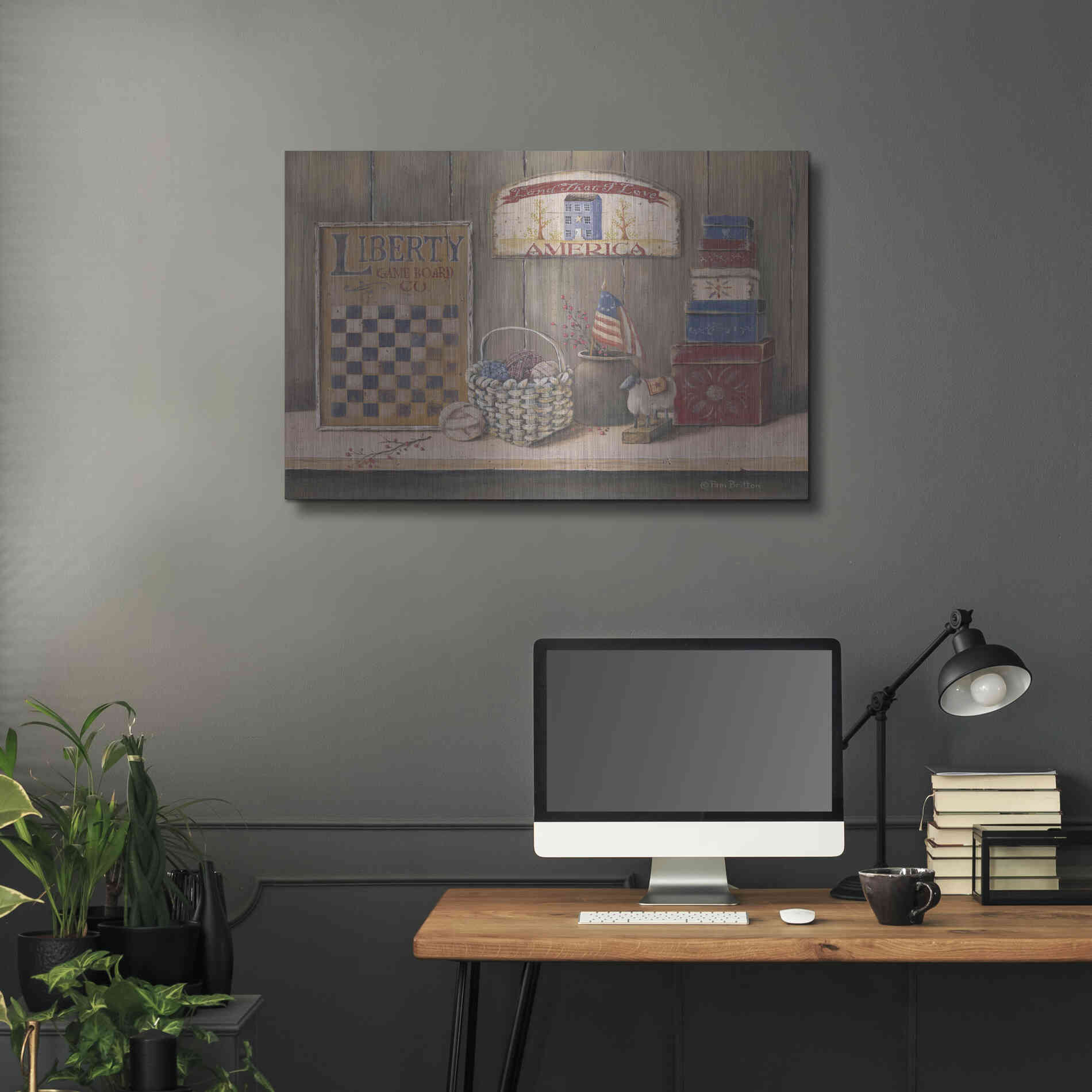 Luxe Metal Art 'Land that I Love' by Pam Britton, Metal Wall Art,36x24