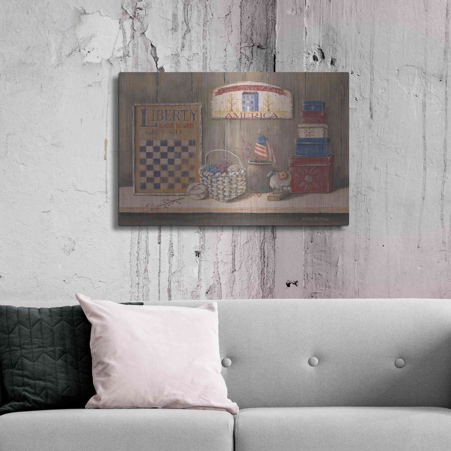 Luxe Metal Art 'Land that I Love' by Pam Britton, Metal Wall Art,36x24