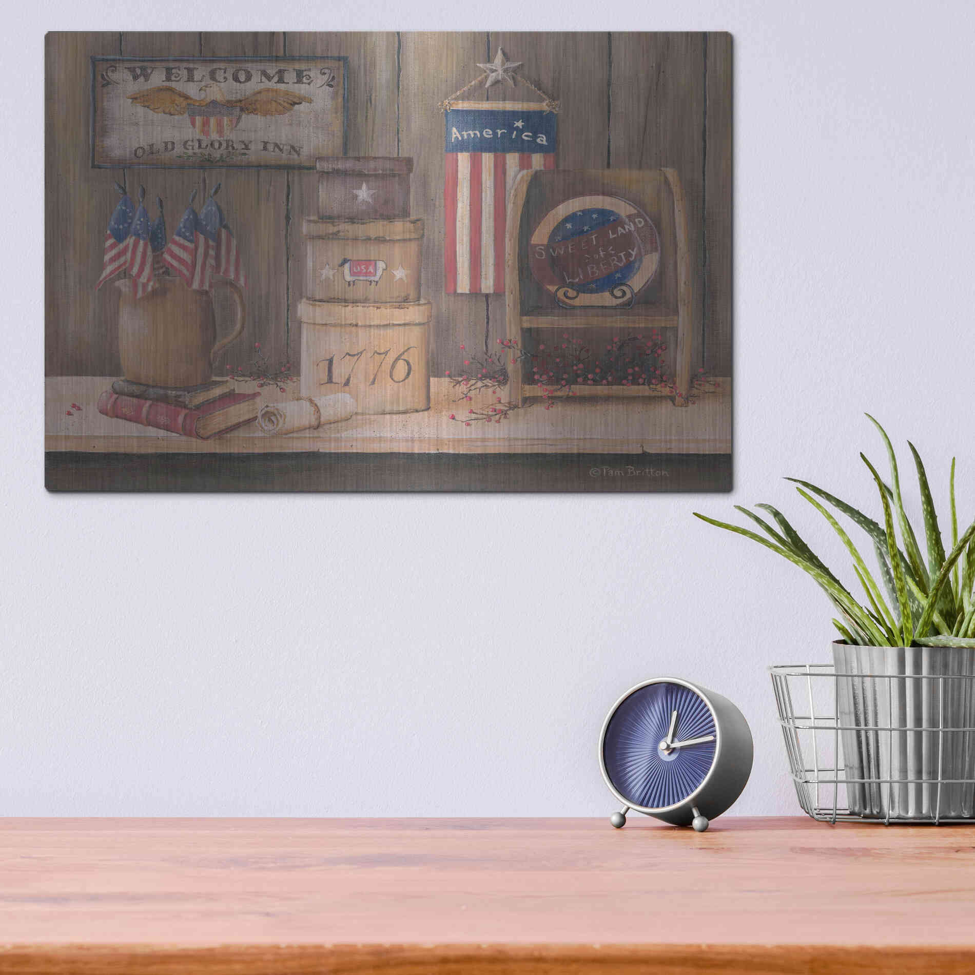 Luxe Metal Art 'Sweet Land of Liberty' by Pam Britton, Metal Wall Art,16x12