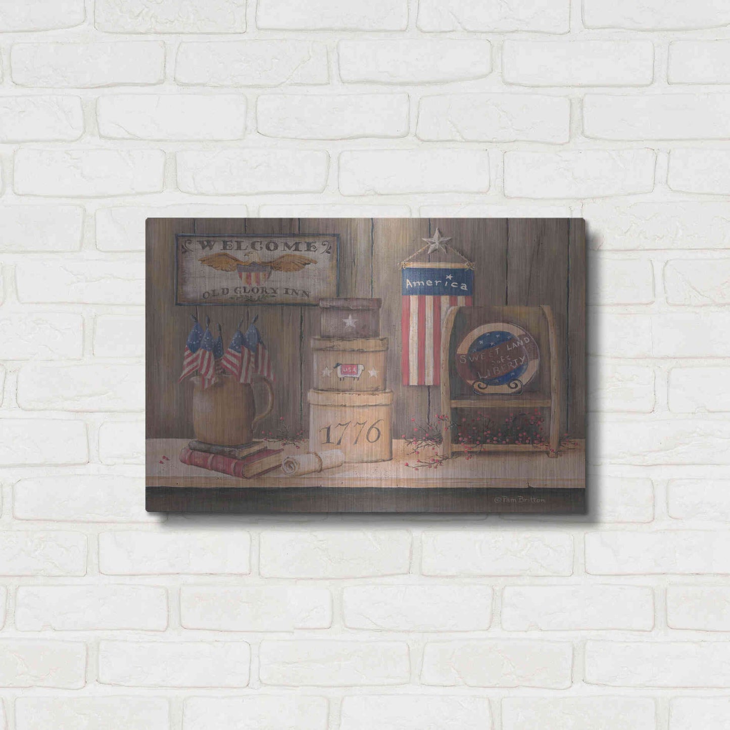 Luxe Metal Art 'Sweet Land of Liberty' by Pam Britton, Metal Wall Art,24x16