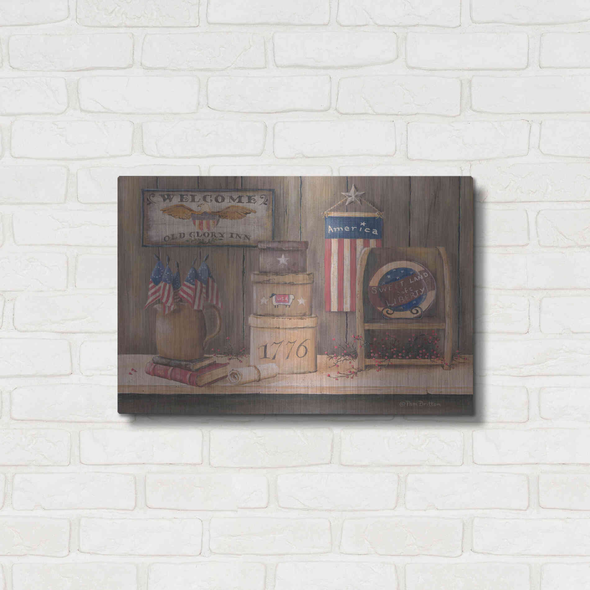 Luxe Metal Art 'Sweet Land of Liberty' by Pam Britton, Metal Wall Art,24x16