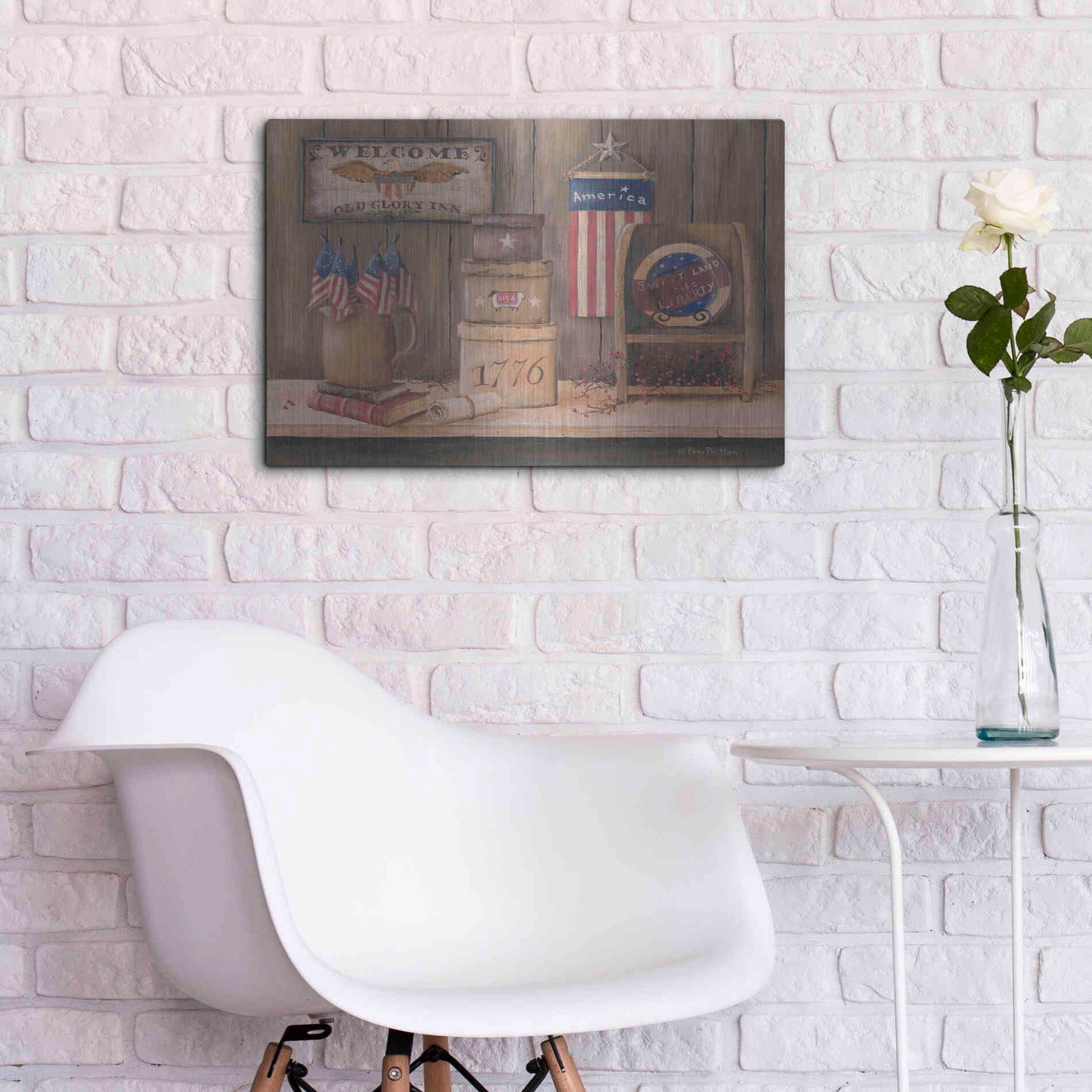Luxe Metal Art 'Sweet Land of Liberty' by Pam Britton, Metal Wall Art,24x16