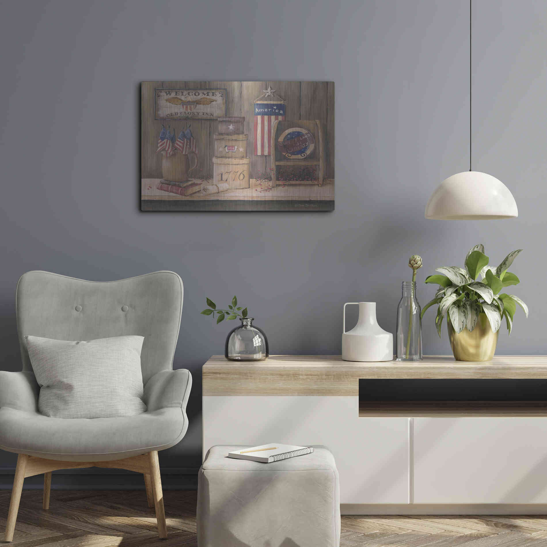 Luxe Metal Art 'Sweet Land of Liberty' by Pam Britton, Metal Wall Art,24x16