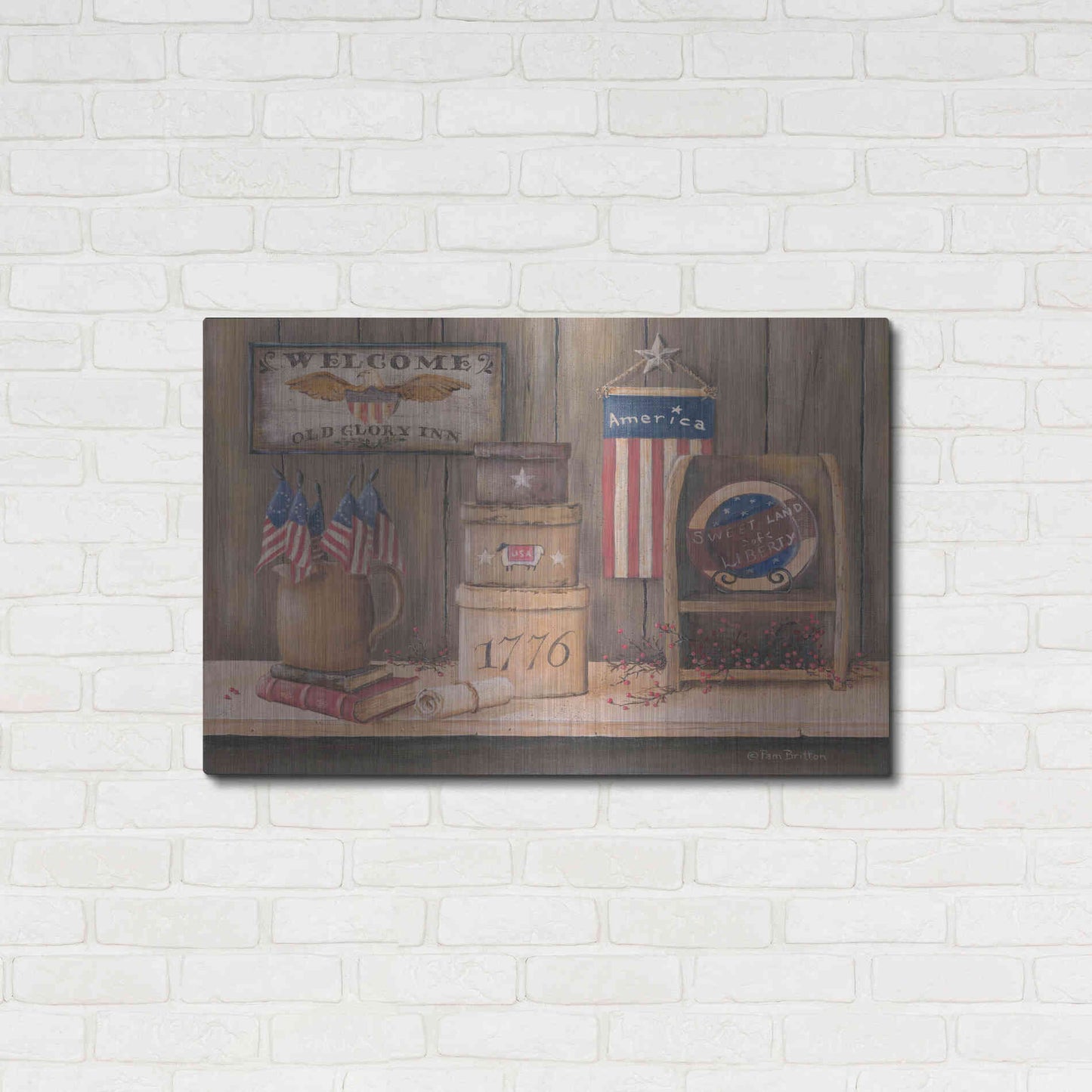 Luxe Metal Art 'Sweet Land of Liberty' by Pam Britton, Metal Wall Art,36x24