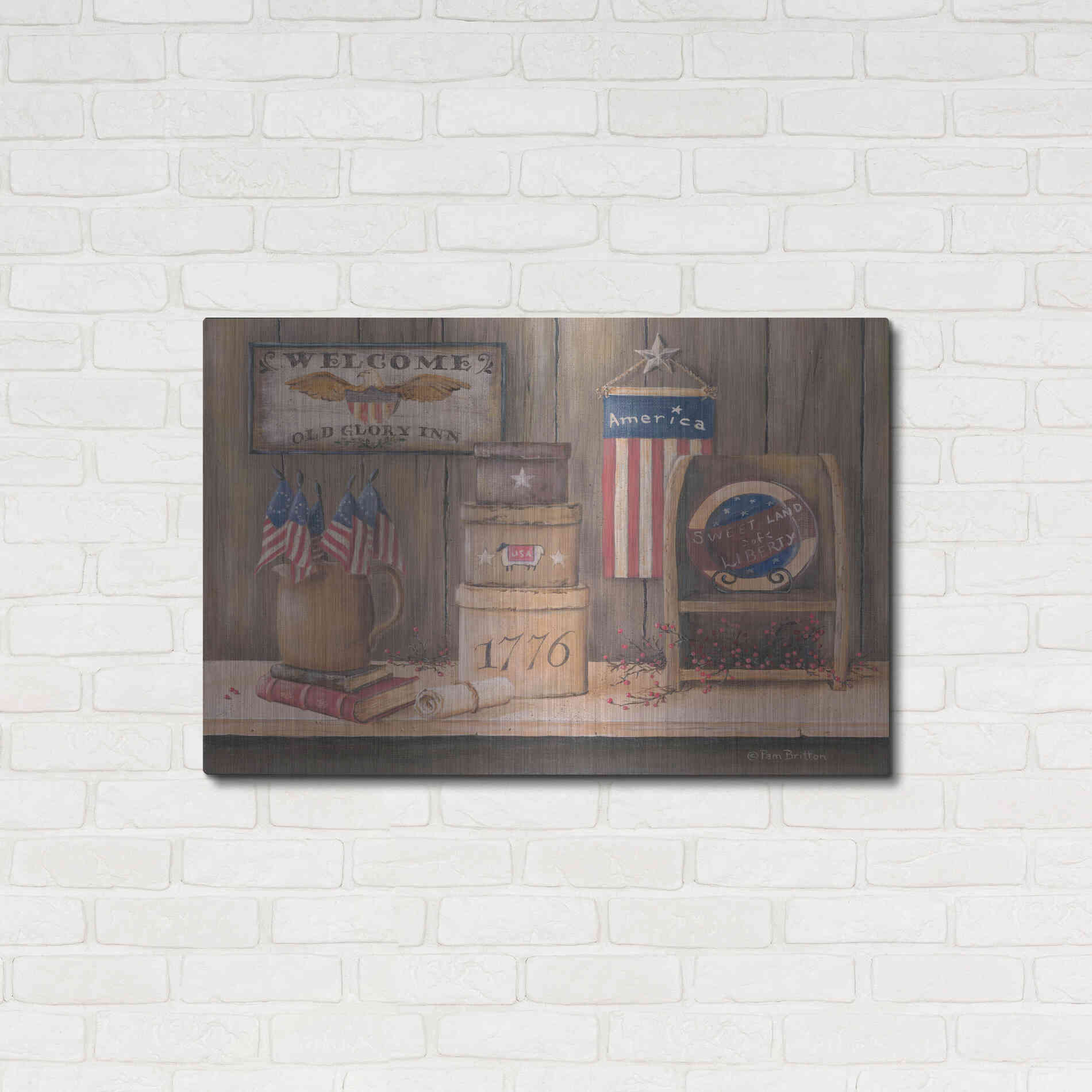 Luxe Metal Art 'Sweet Land of Liberty' by Pam Britton, Metal Wall Art,36x24